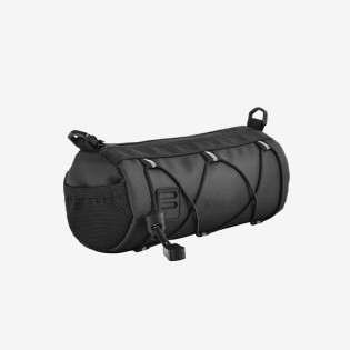 High capacity black bicycle handlebar bag