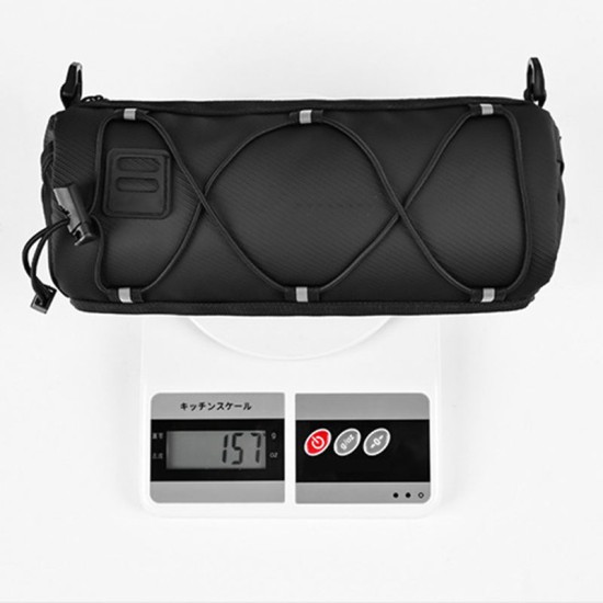 High capacity black bicycle handlebar bag