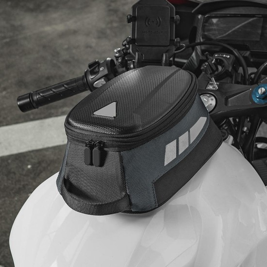 Magnetic portable black motorcycle tank bag