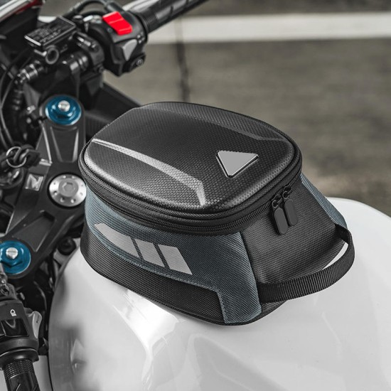 Magnetic portable black motorcycle tank bag