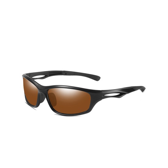Black polarized cycling sunglasses