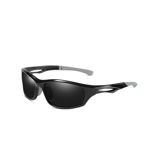 Black polarized cycling sunglasses