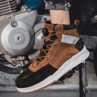 Breathable genuine leather motorcycle boots