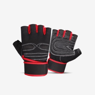 Fingerless wrist support weightlifting gloves