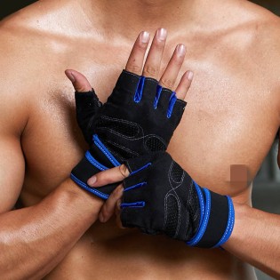 Fingerless wrist support weightlifting gloves