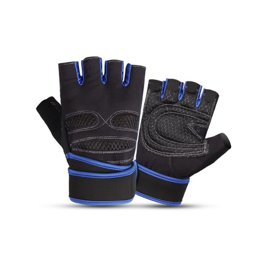 Fingerless wrist support weightlifting gloves