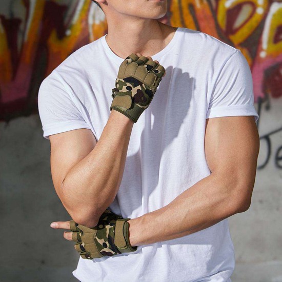 Sports green half-finger fitness training gloves