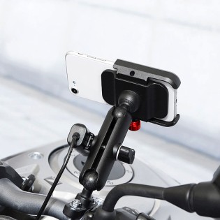 Motorcycle adjustable handlebar phone holder