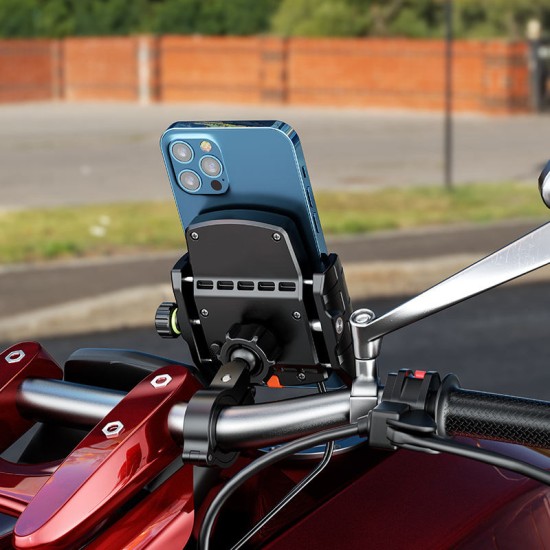 Adjustable wireless charging motorcycle phone holder