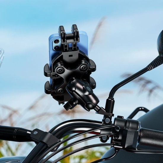 Shock-absorbing and waterproof motorcycle phone holder