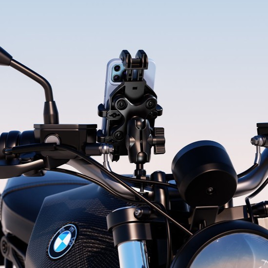 Shock-absorbing and waterproof motorcycle phone holder